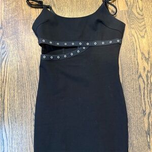 Superdown Black Mini Dress with Eyelet Accents